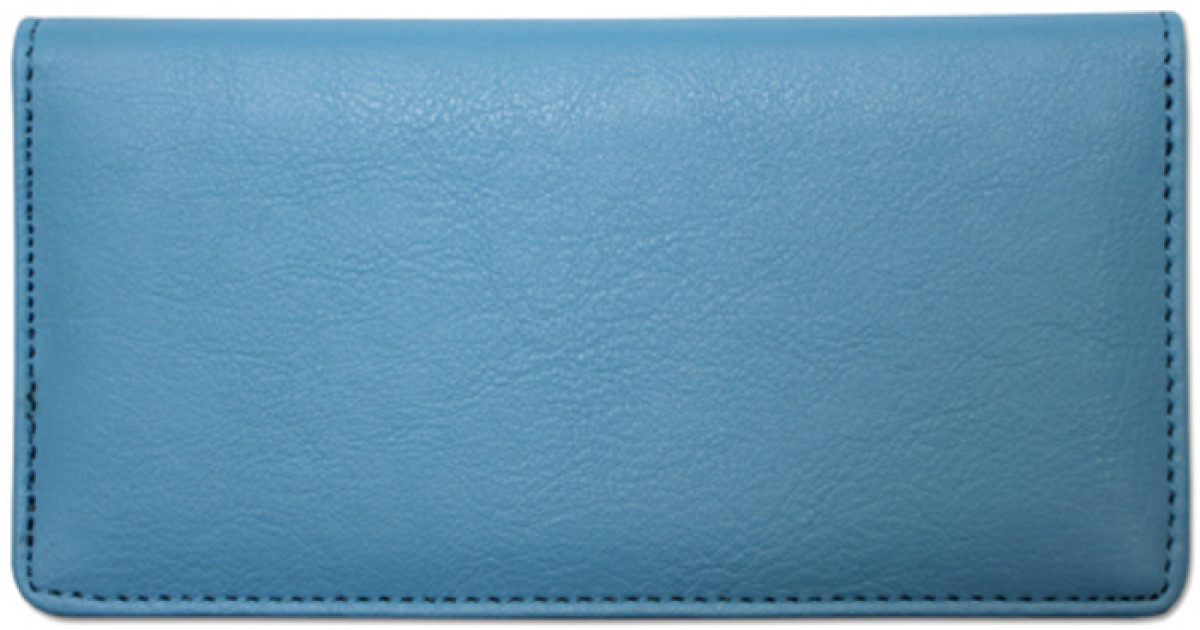Image of Light Blue Textured Leather Checkbook Cover